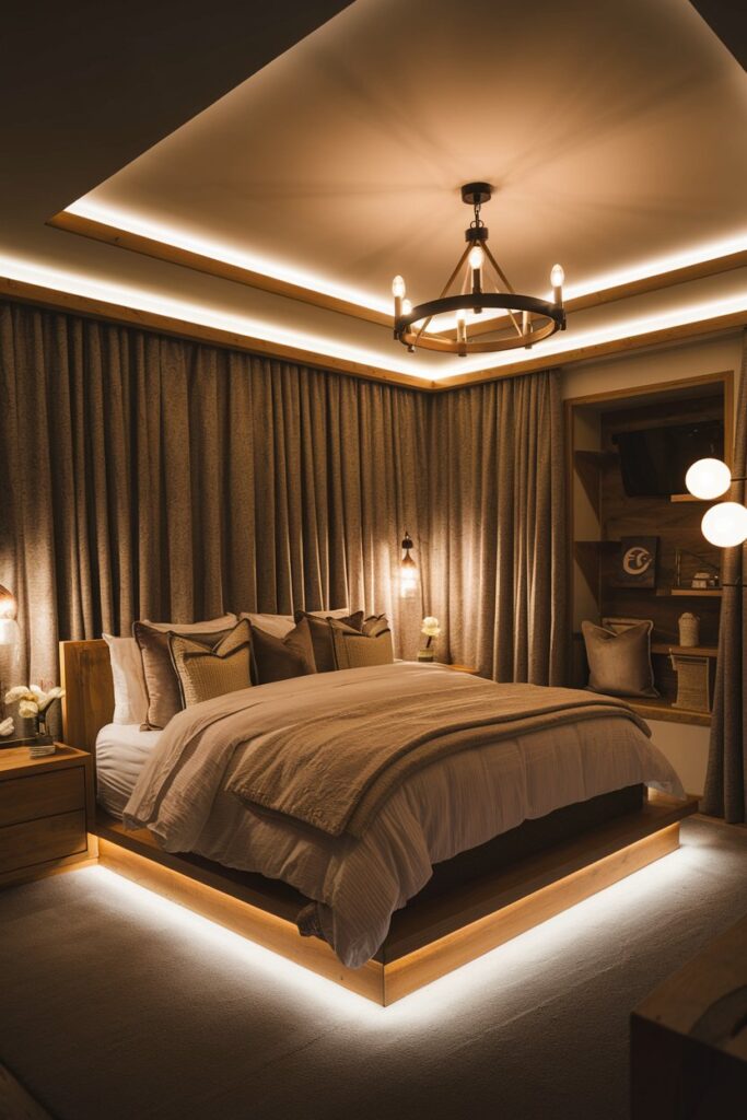 Master Bedroom with Layered Lighting for Ambience