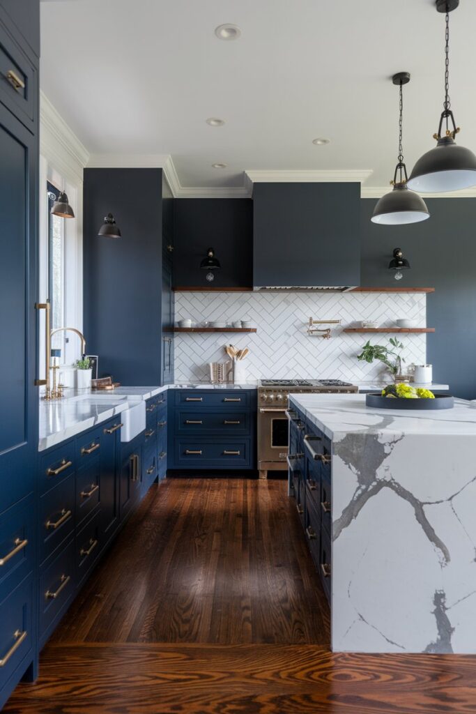 Bold Navy Blue Cabinets for a Sophisticated Touch