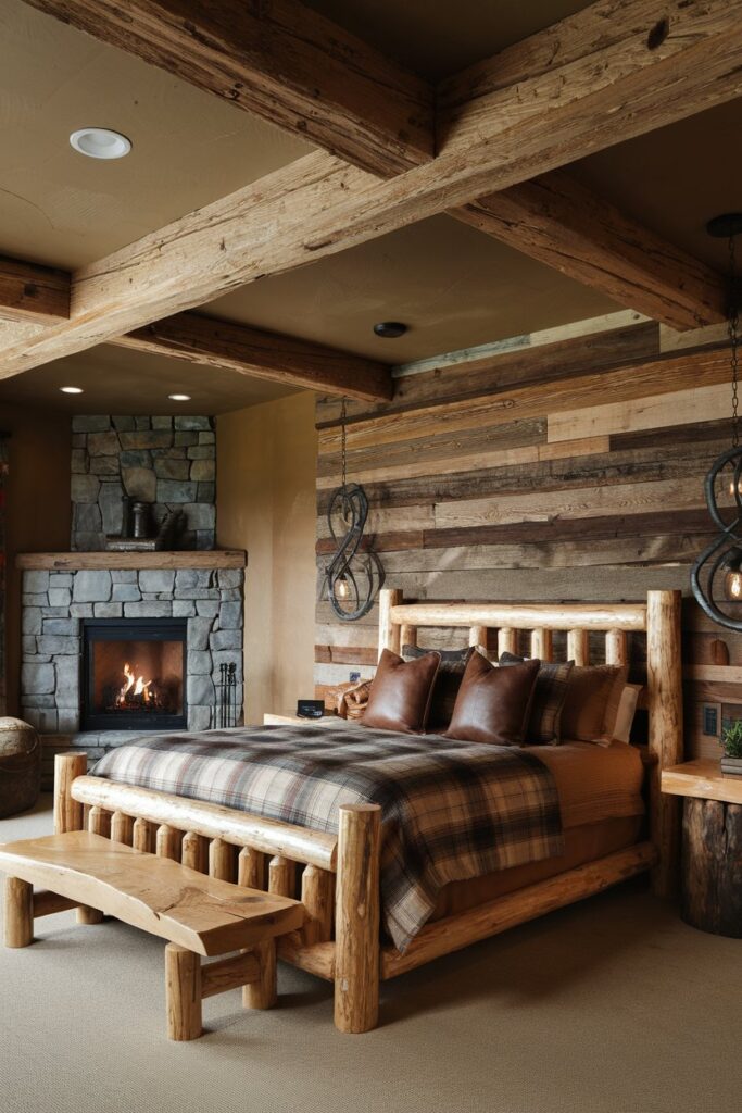 Rustic Master Bedroom with Wooden Accents