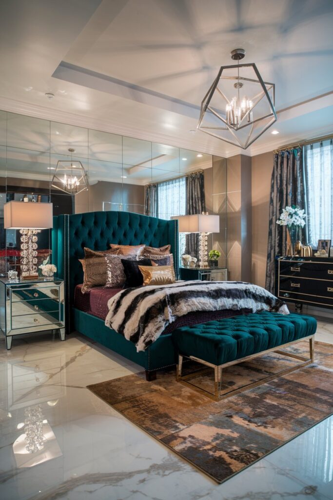 Modern Glam Master Bedroom with Metallic Touches