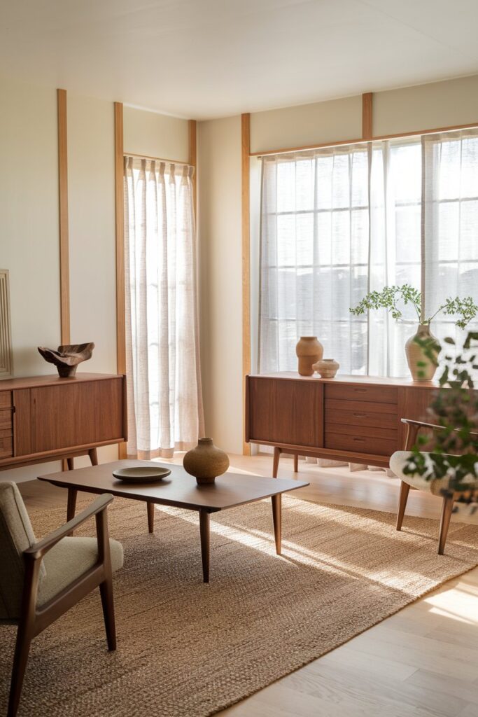 Natural Wood Accents and Walnut Furniture