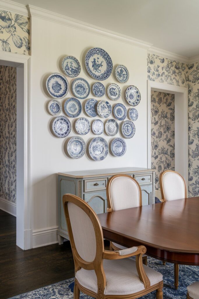 Plate Wall with Antique or Patterned Dishes