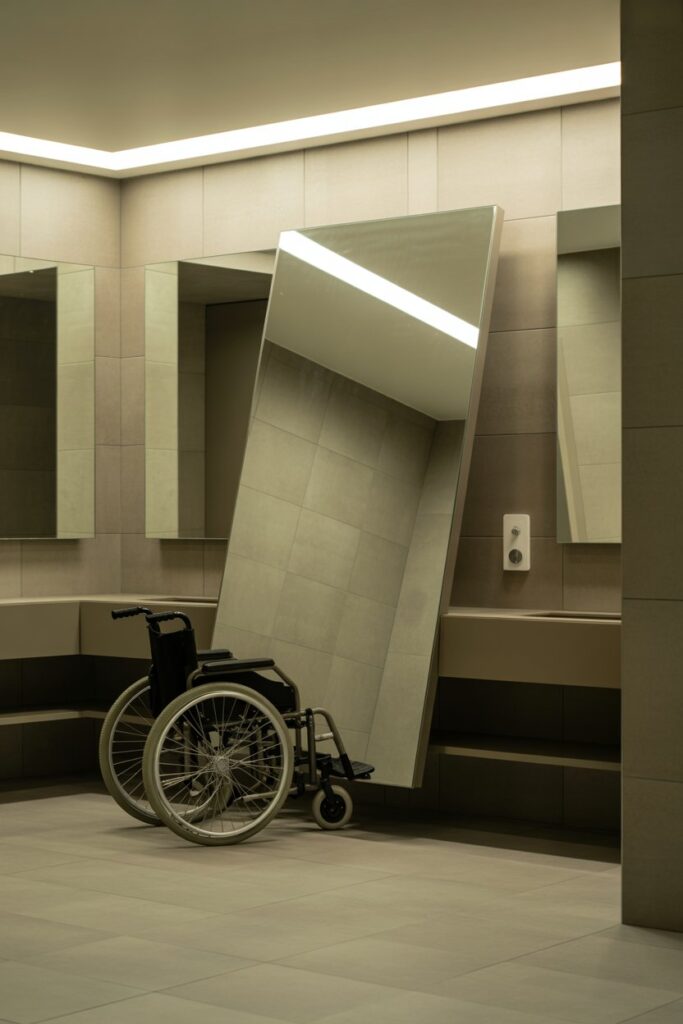 Tilted Mirrors for Wheelchair Visibility