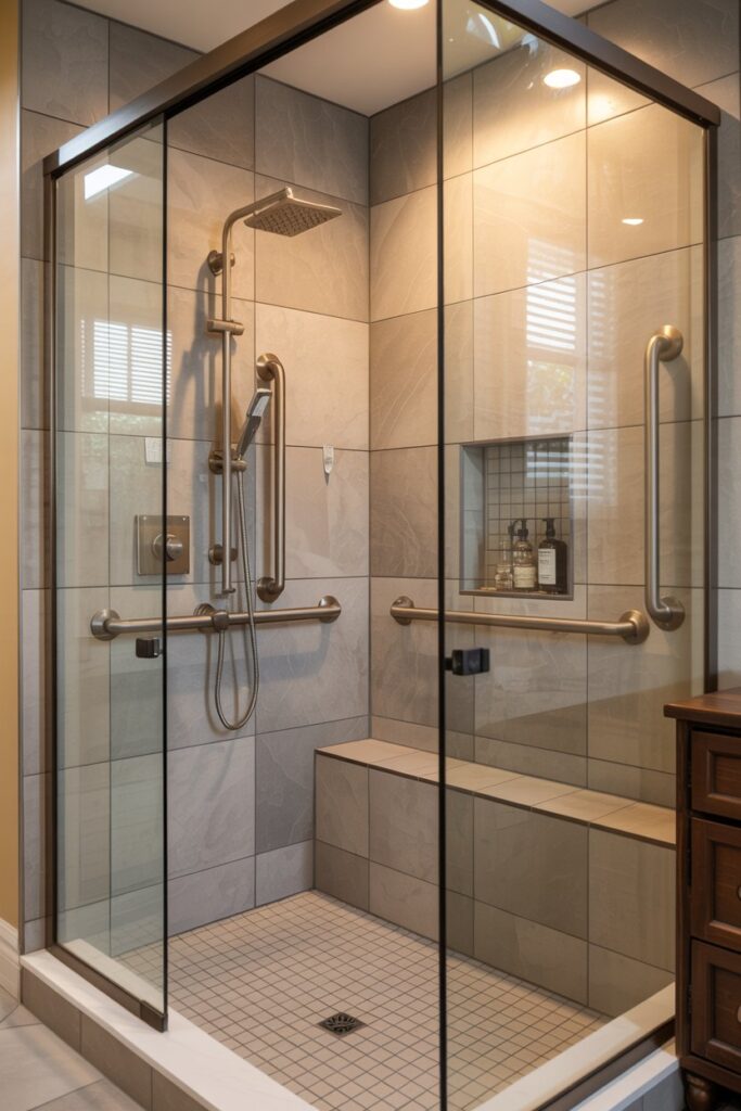 Walk-In Showers with Built-In Grab Bars