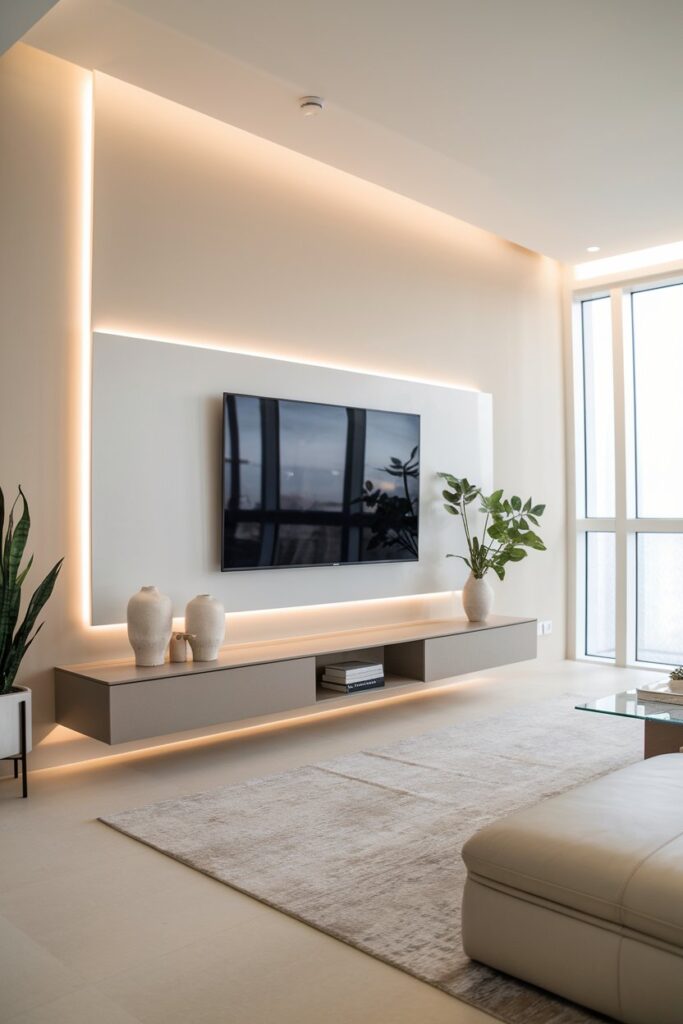 Minimalist Floating TV Wall
