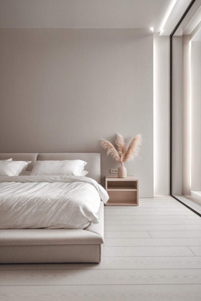 Light Grey Minimalist Bedroom