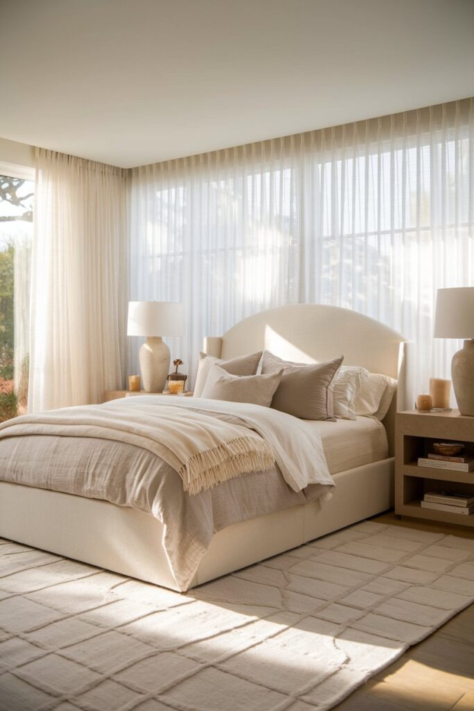 Neutral Palette Bedroom with Soft Beige and White Tones