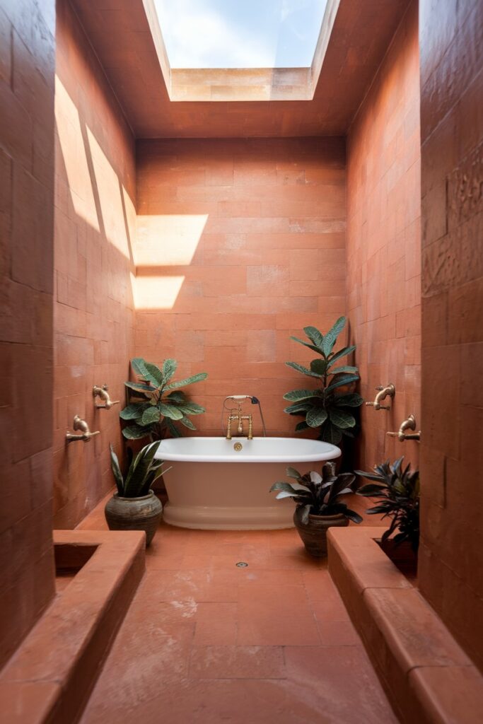 Full Terracotta-Tiled Bathroom