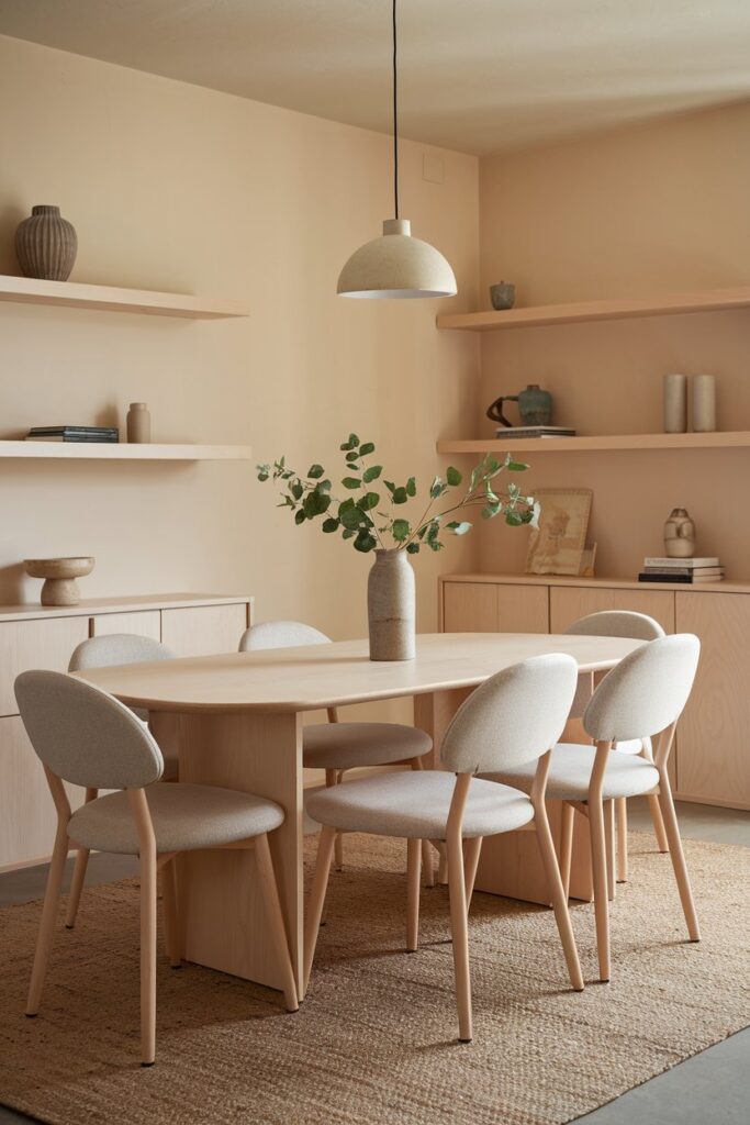 Japandi Dining Room with Light Wood Tones