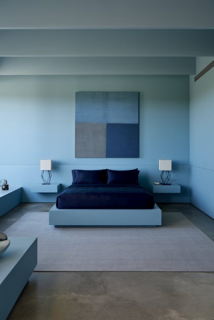 Blue Minimalist Bedroom