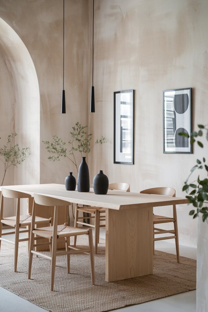 Japandi Dining Room with Black Accents