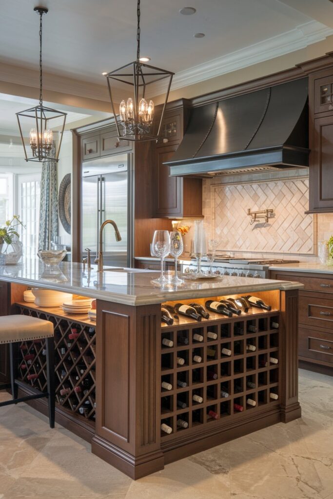 Kitchen Island with Built-In Wine Rack