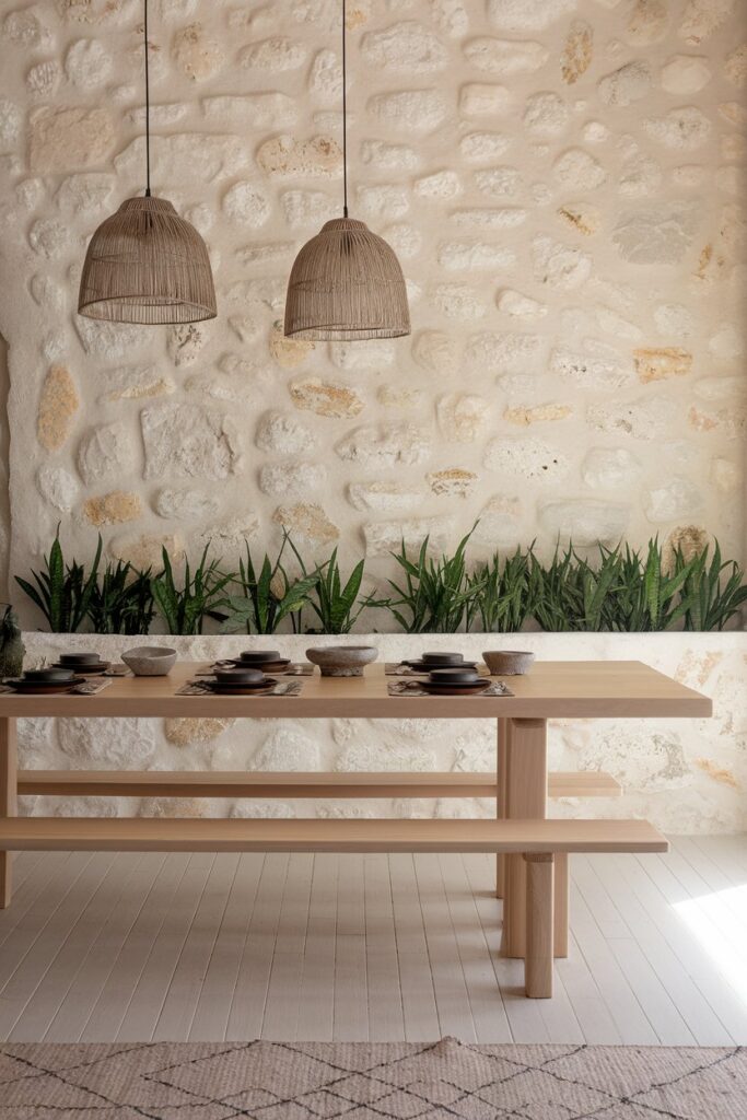 Japandi Dining Room with Stone Accents