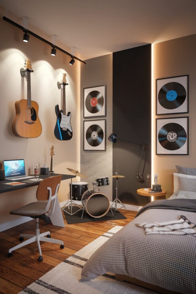 Music-Lover’s Room with Wall-Mounted Instruments