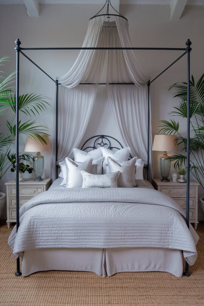 Grey Bedroom with Canopy Bed