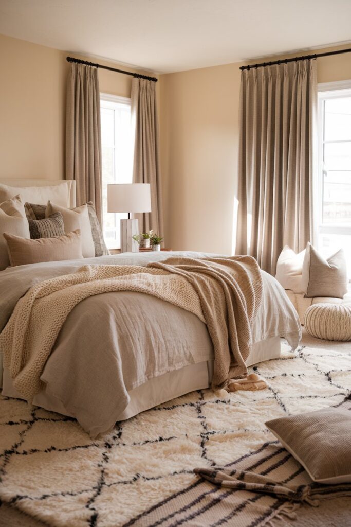 Plush Rugs and Layered Blankets for Comfort