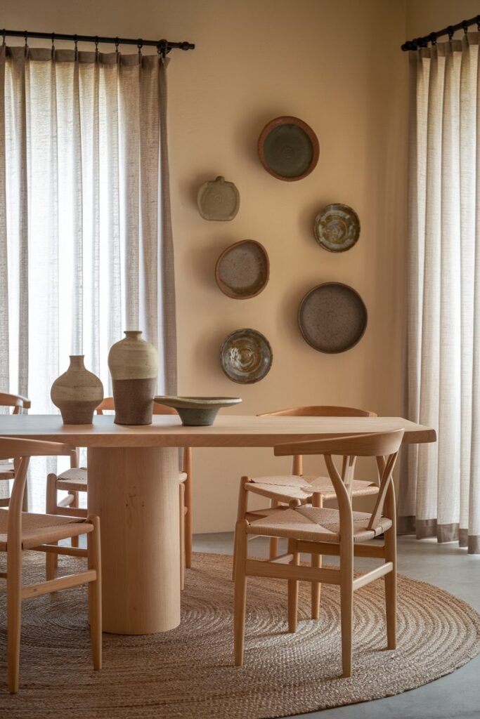 Japandi Dining Room with Ceramic Decor