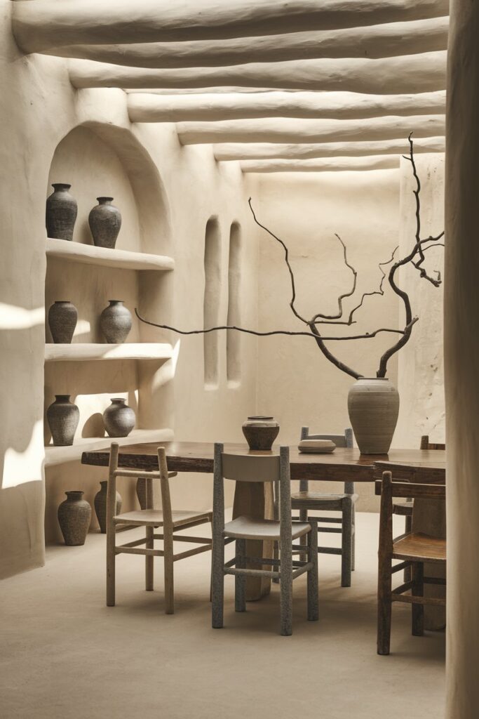 Japandi Dining Room with Wabi-Sabi Aesthetic