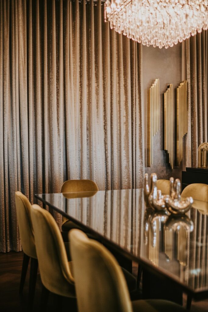 Metallic or Shimmery Curtains for Glam Living Rooms