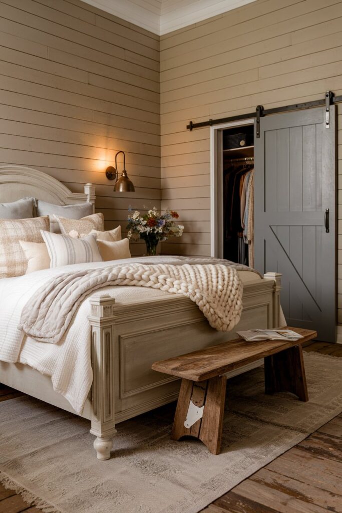 Grey Farmhouse Style Bedroom
