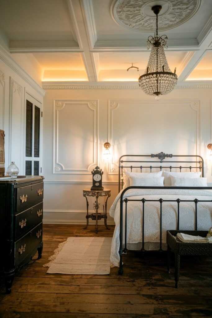Vintage-Inspired Black and White Bedroom