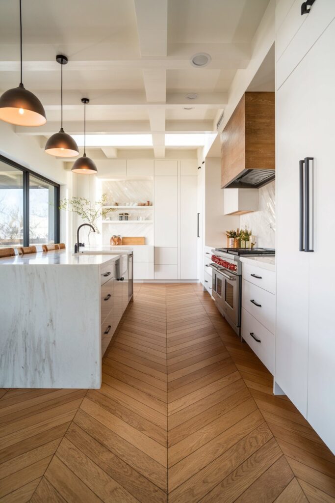 Chevron Wood Kitchen Flooring