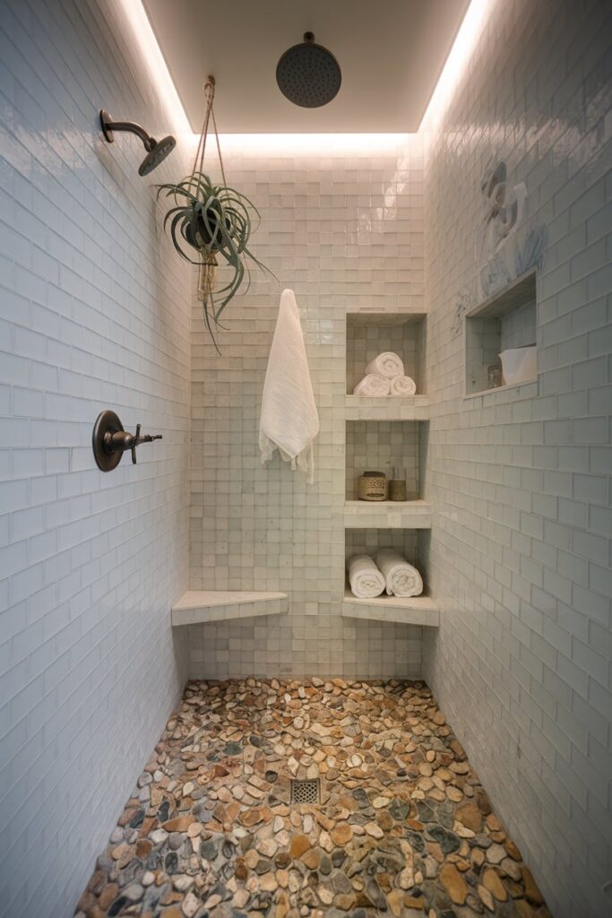 Pebble or Shell Shower Flooring