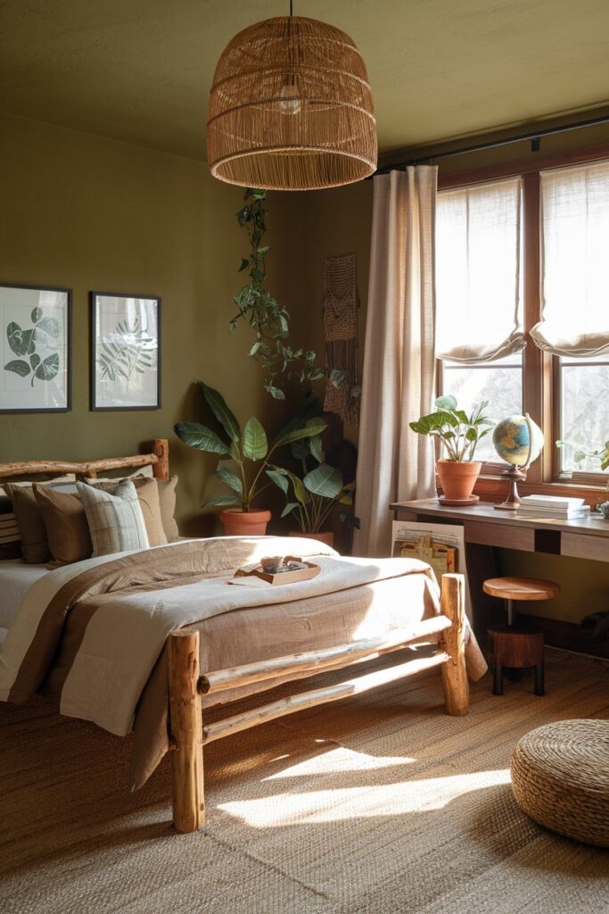 Earth-Toned Nature-Inspired Bedroom
