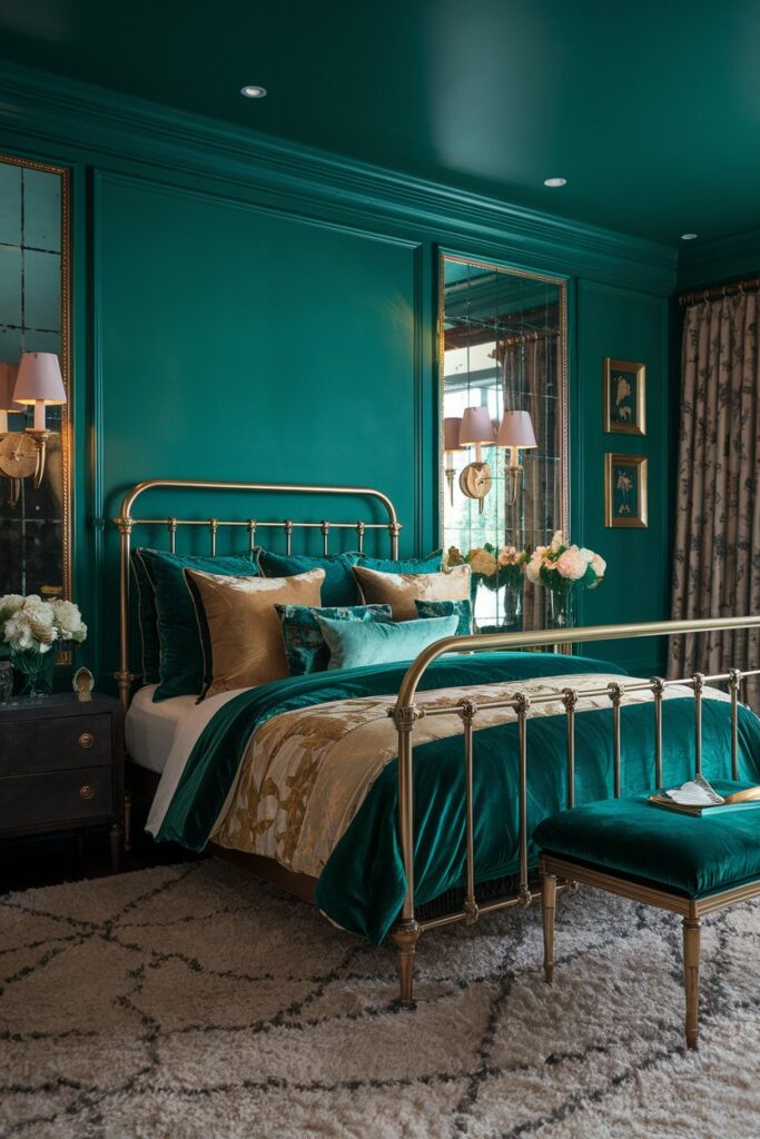 Accent Wall in Jewel Tones (Emerald, Sapphire, or Ruby)
