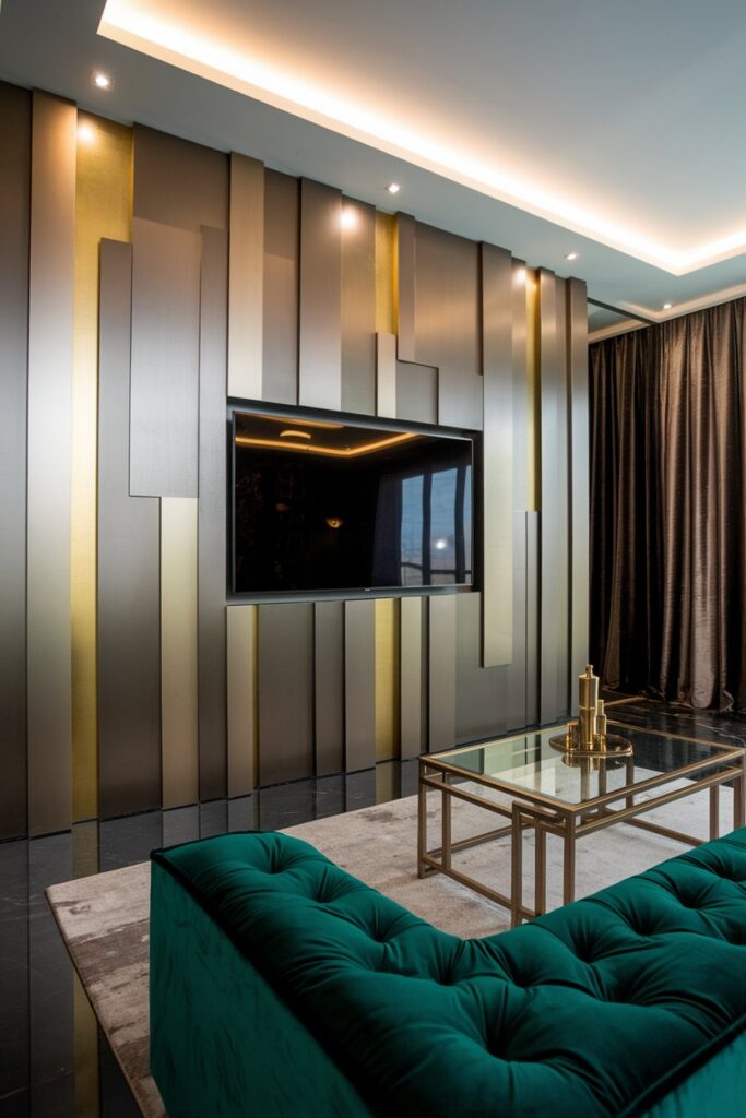 Metallic Panel TV Wall