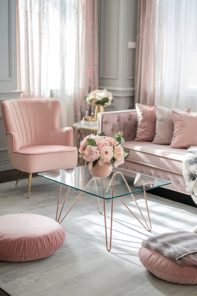 Grey and Blush Pink Living Room for a Chic Feminine Touch