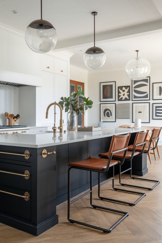 Black Kitchen Island Statement Piece