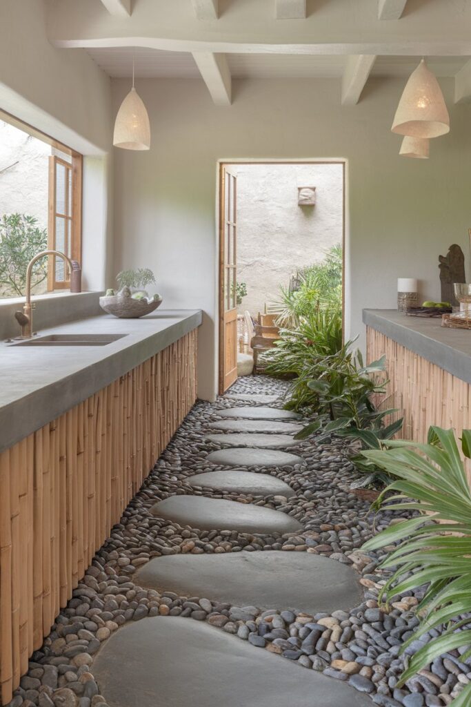 Pebble Stone Kitchen Flooring