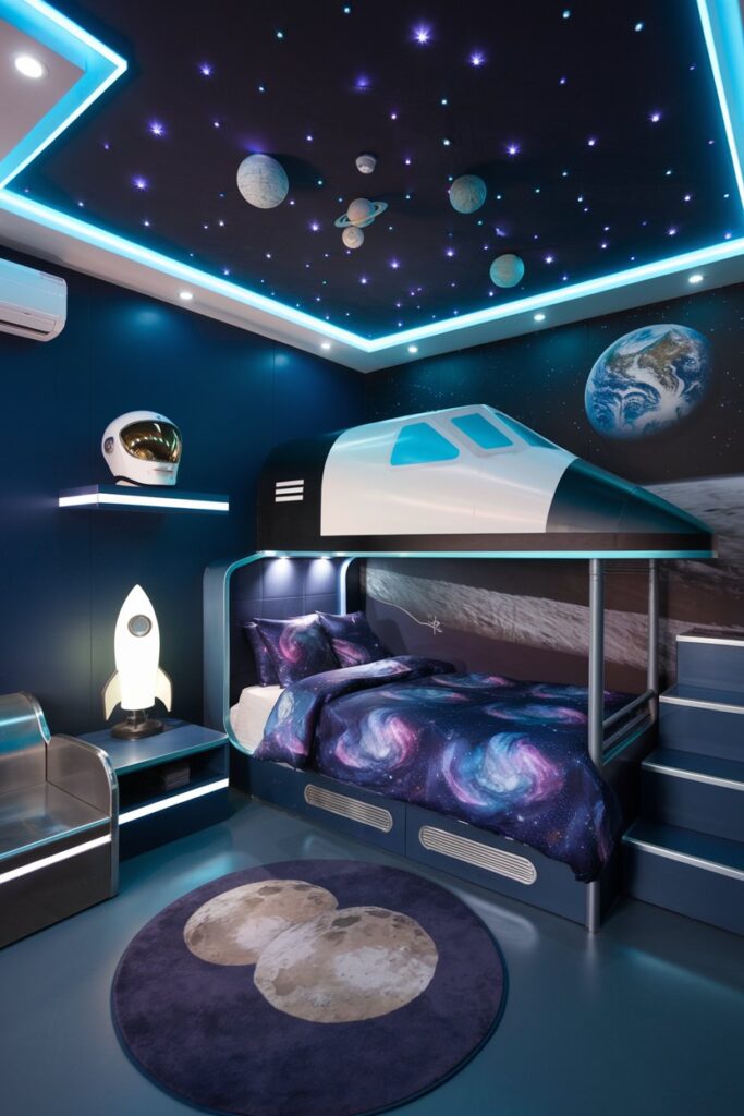 Space Exploration Room with Glow-in-the-Dark Stars