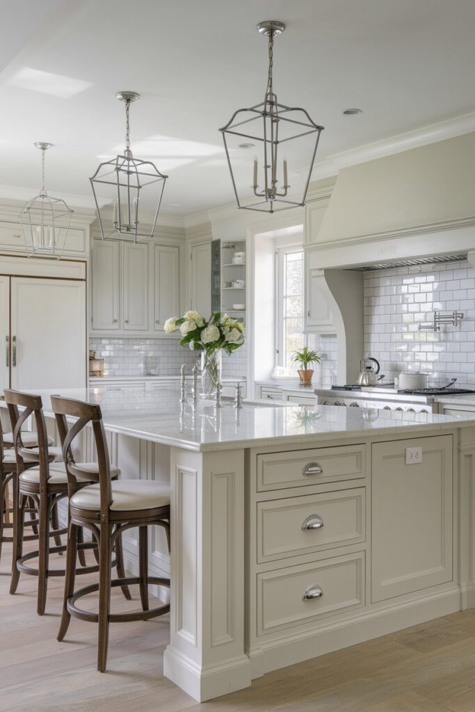 White Kitchen Island Classic Design