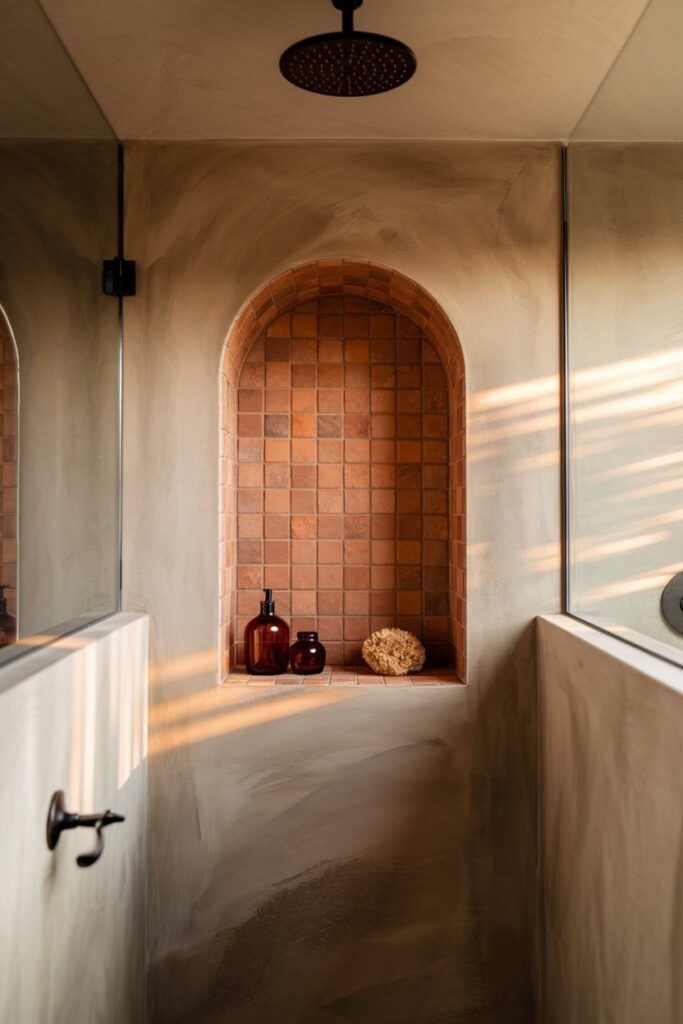 Terracotta Feature Niche in Shower Wall