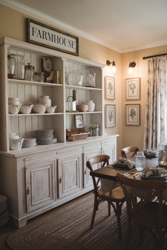 Farmhouse Dining Room with Farmhouse Hutch or Sideboard