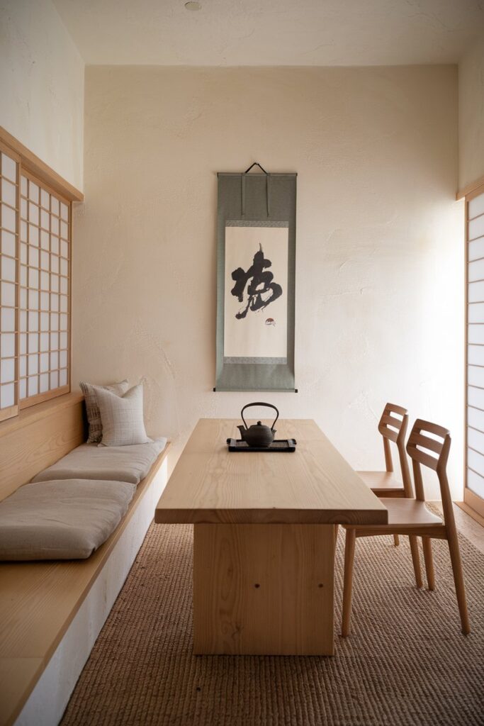 Japandi Dining Room with Bench Seating