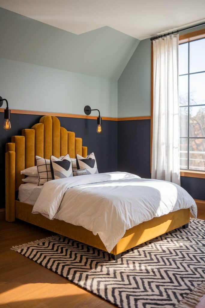 Two-Tone Walls with Statement Headboard
