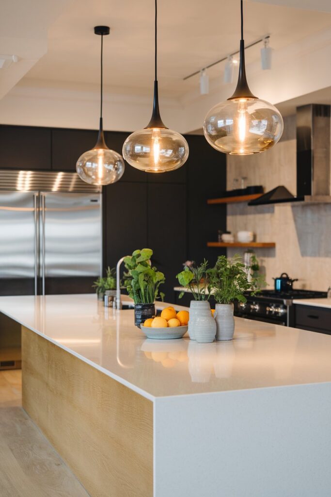 Kitchen Island with Pendant Lighting