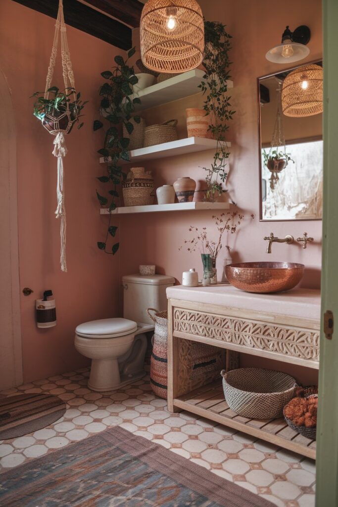 Bohemian Bathroom with Terracotta Accents
