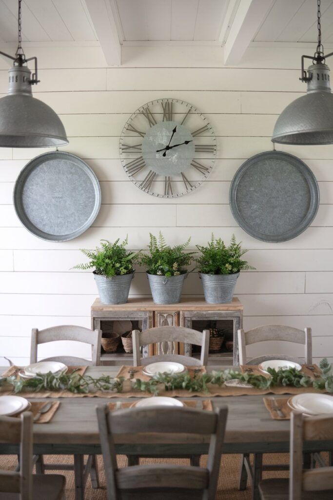 Farmhouse Dining Room with Galvanized Metal Decor