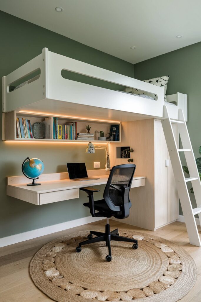 Loft Bed with Study Desk Underneath