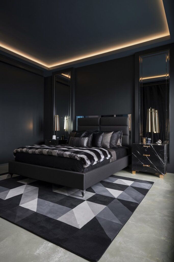 Grey and Black Modern Luxe Bedroom