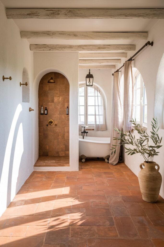 Mediterranean-Inspired Terracotta Bathroom
