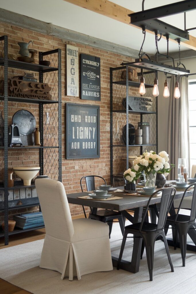 Farmhouse Dining Room with Industrial Farmhouse Vibes
