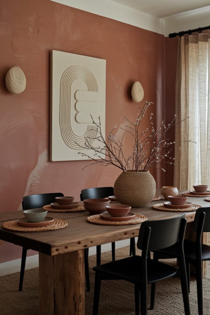 Japandi Dining Room with Earthy Color Tones