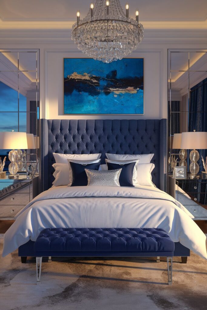 Blue Upholstered Headboard