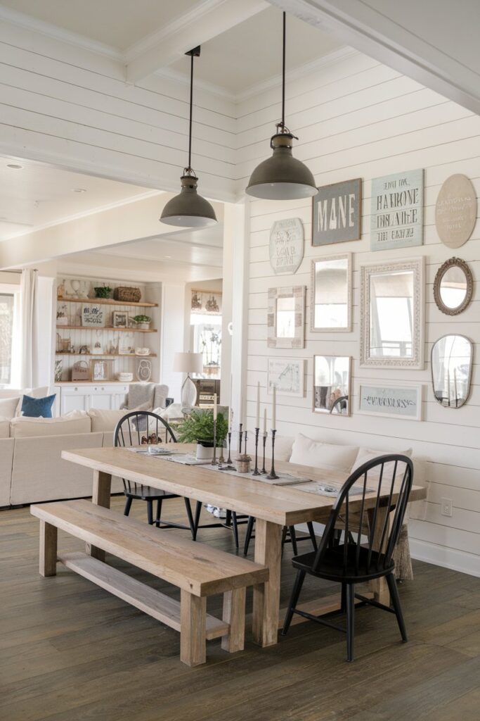 Farmhouse Dining Room Featuring Open Concept Living
