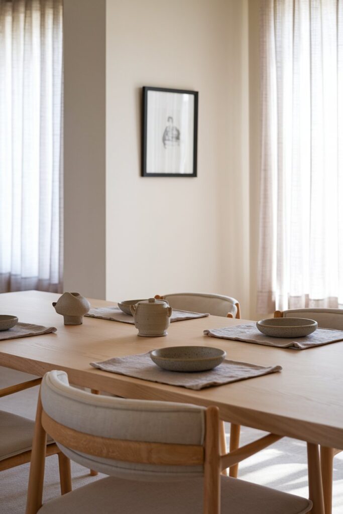 Japandi Dining Room with Minimalist Table Setting